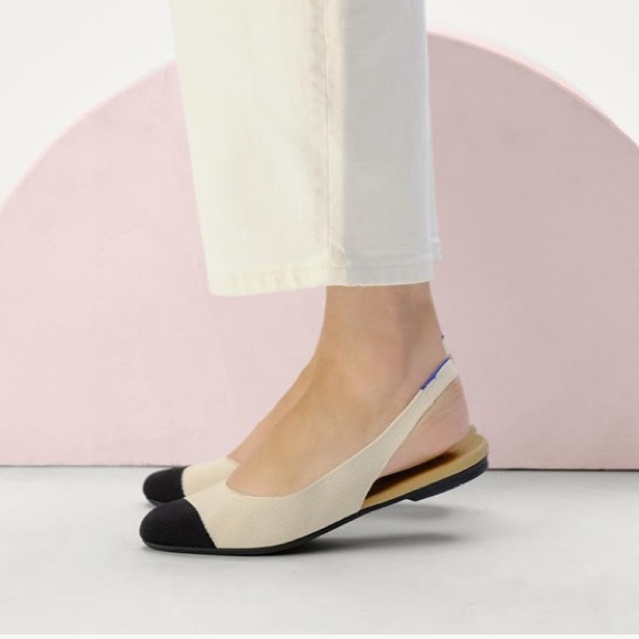 ROTHYS almond slingback flats cap toe 9.5 dressy shoes - Picture 2 of 7